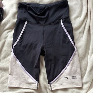 Puma Women's Black and Cream Bike Shorts